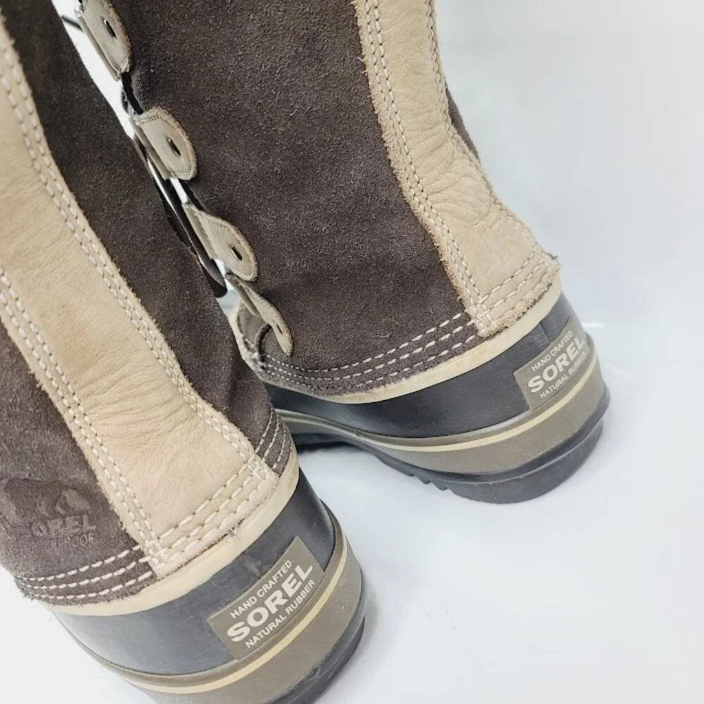Sorel Women's Brown Joan Of Arctic NL1540-248 Leather Fur Mid-Calf Winter‎ 9